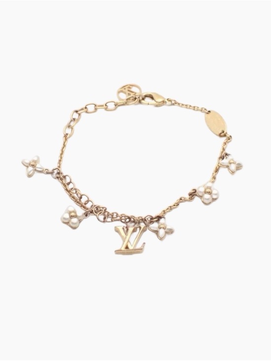 Louis Vuitton Jewelry - Authentic Louis Vuitton LV Gold and Pearl Flower Charm Bracelet